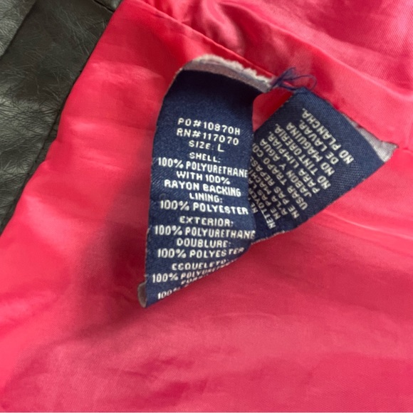 🔥Lane Crawford Belted Buttons Closure Black Faux Leather Jacket Size L - Picture 11 of 15